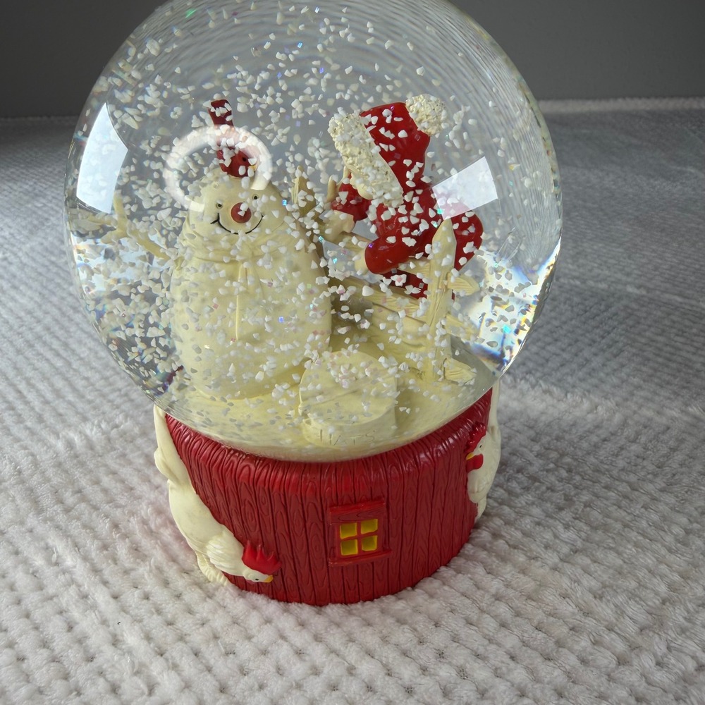 Department 56 Play With Me Musical Snow Globe Christmas Snowman Barn Chickens